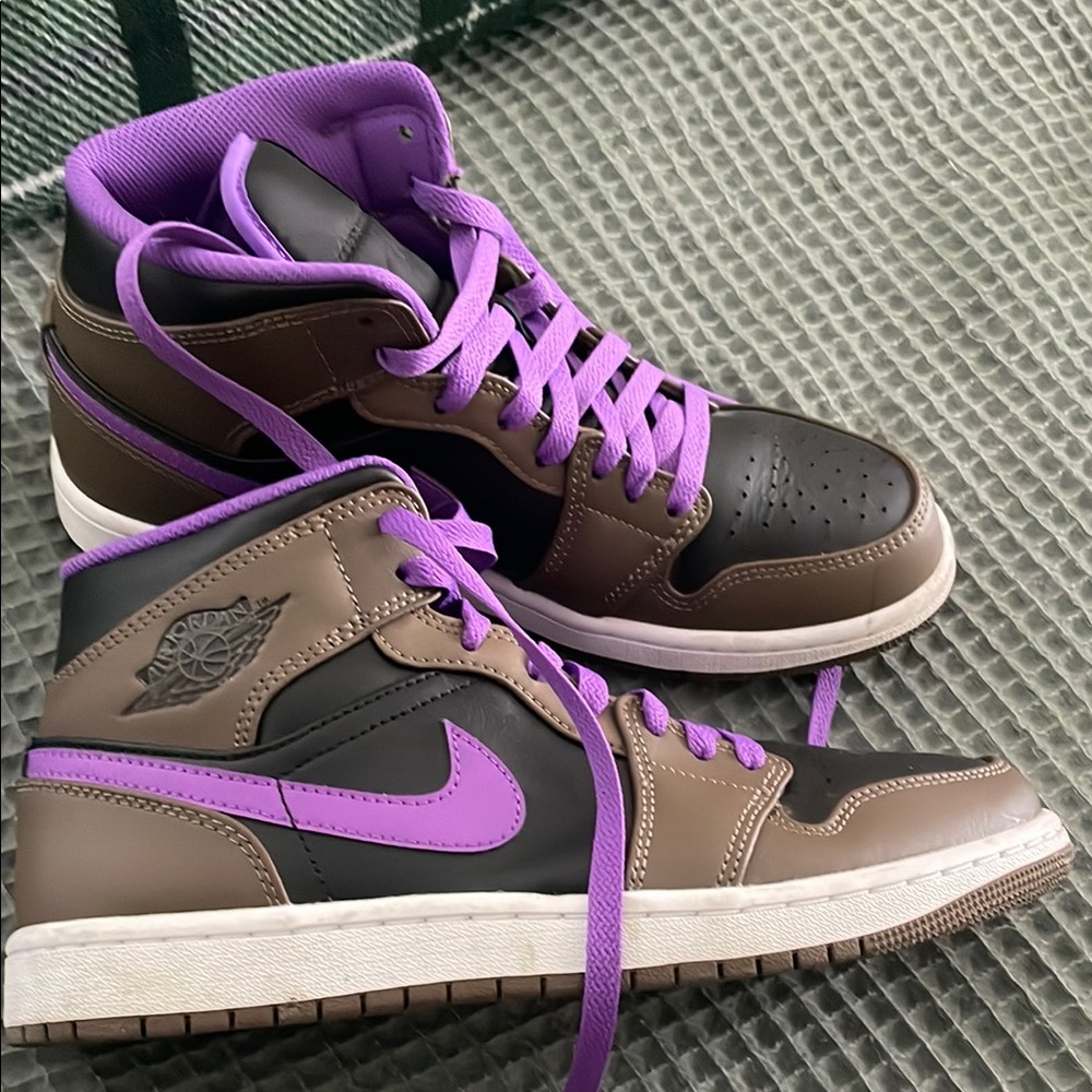 Purple and Brown High-Top Sneakers